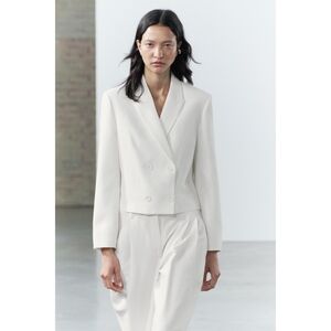 Zara Cropped Double Breasted Blazer